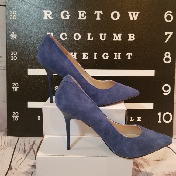 Pleaser Shoes - Brand New Blue Faux Suede Pump Pleaser Shoes - Brand New Blue Faux Suede Pump